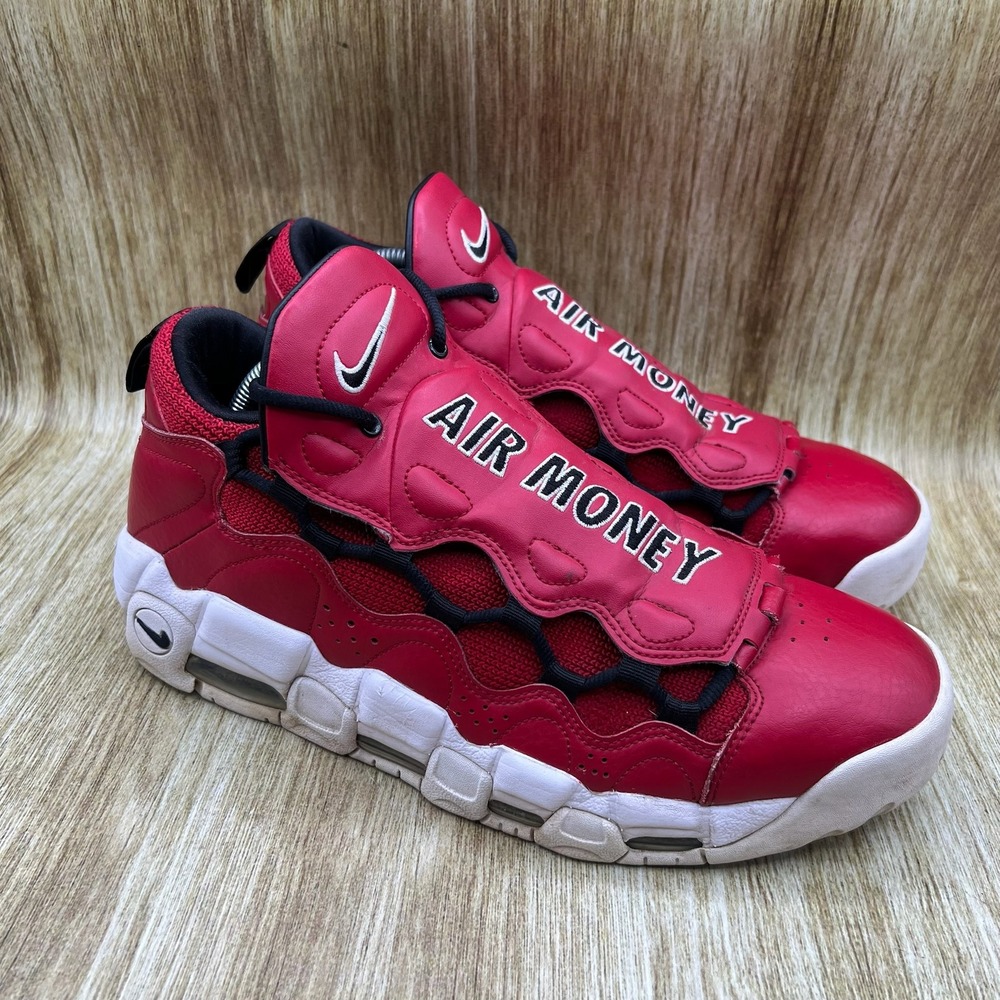 Nike Air More Money Men's Size 10.5 Gym Red Black Basketball Sneakers AJ2998-600
